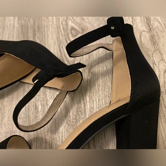 Athlefit Black High Heels Platform Block Heel Chunky Faux Suede Ankle Strap 7.5 - Picture 13 of 16